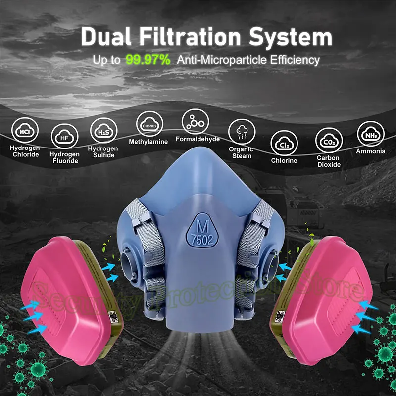 Half Face Gas Mask 7502 Reusable Respirator Mask with Filters 60926 Spray Paint Masks Respirators Epoxy Resin Against Dust Vapor