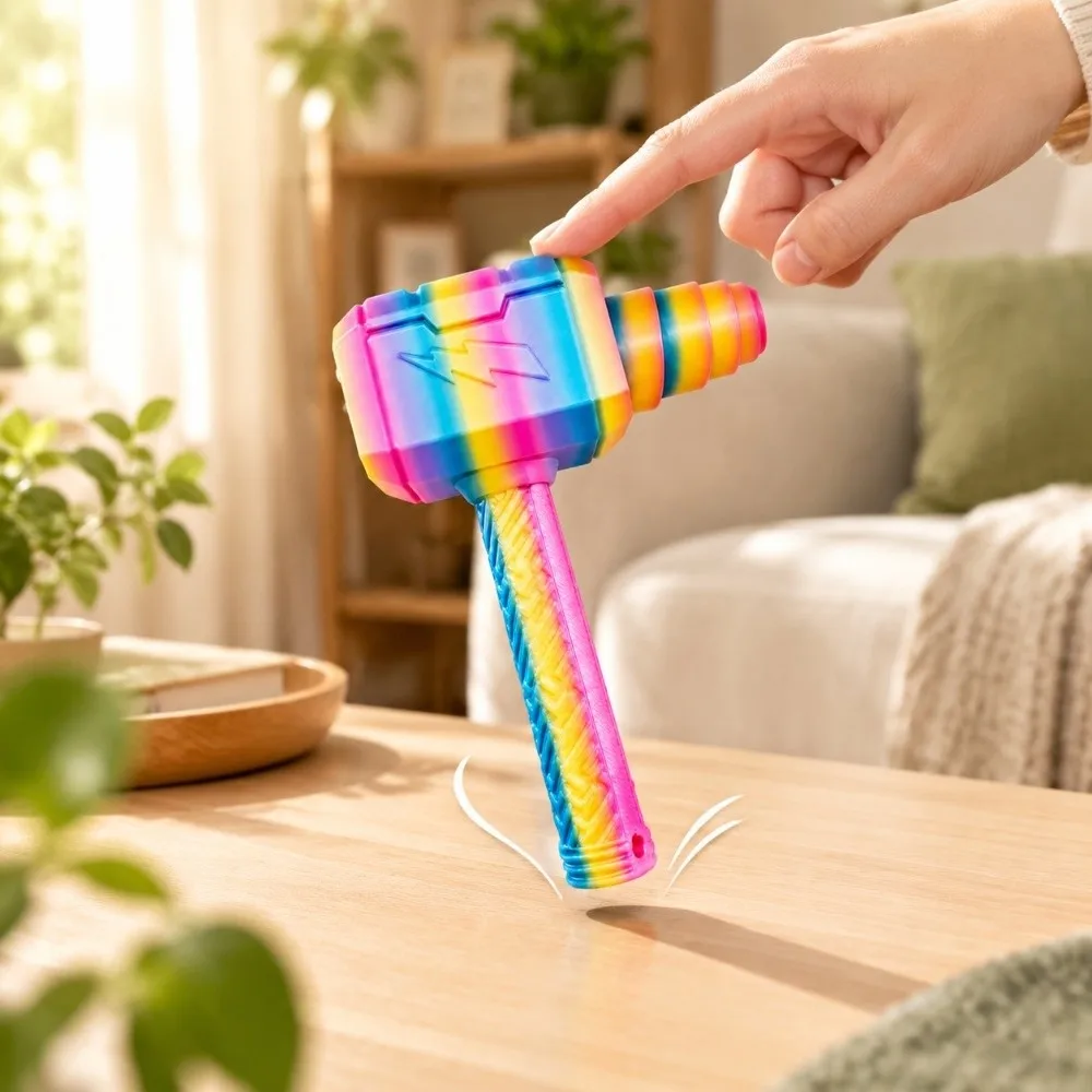 Durable 3D Printed Bounce Hammer Bounce Action Hammer Shape Novelty Stress Relief Toy Hammer Ornament Novelty Gift