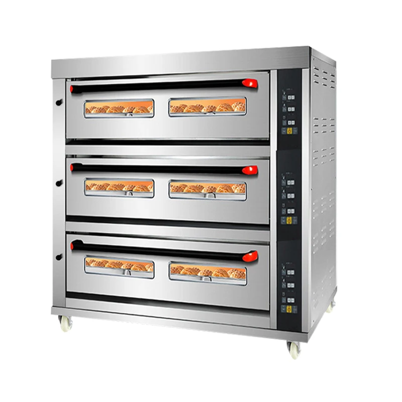 

Guangdong 3 Deck 9 Tray Industrial Baking Machine Commercial Oven Bakery Equipment Electric Deck Oven Bread Oven