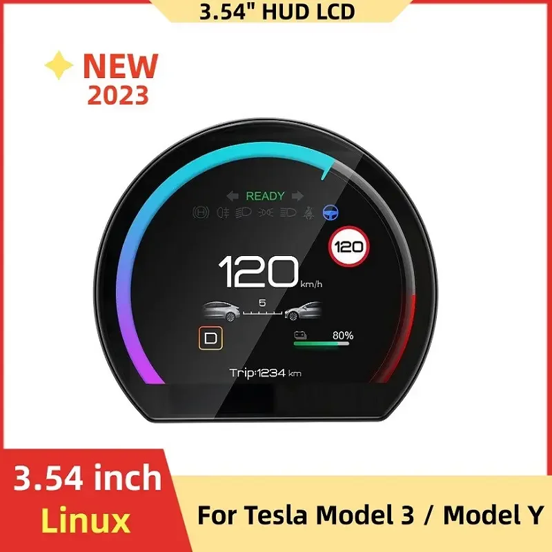 Suitable For Tesla Model3 ModelY Modification Mini Instrument Panel HUD Digital Head Up Display Panel LCD Screen Modification