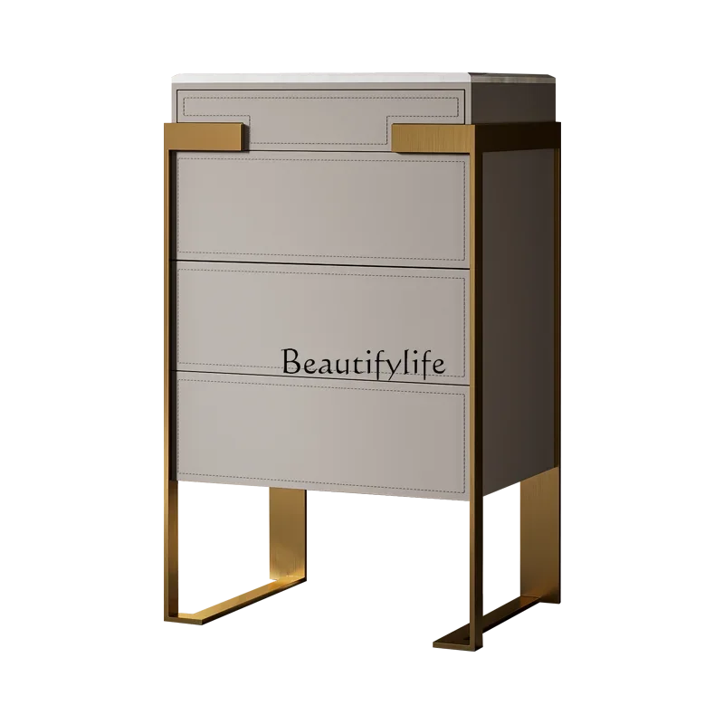 

Light luxury chest of drawers, vertical cabinet, modern minimalist customization, advanced bedroom, marble drawer storage