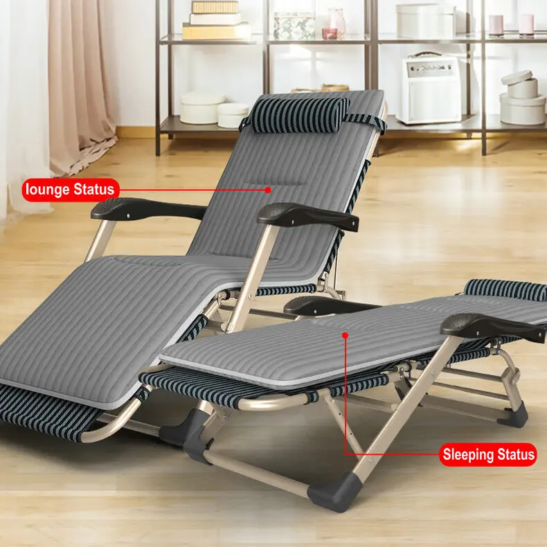 Multi Function High Quality Light Metal Adjustable Folding Chair Bed Sun Lounger Recliner With Corduroy Mat