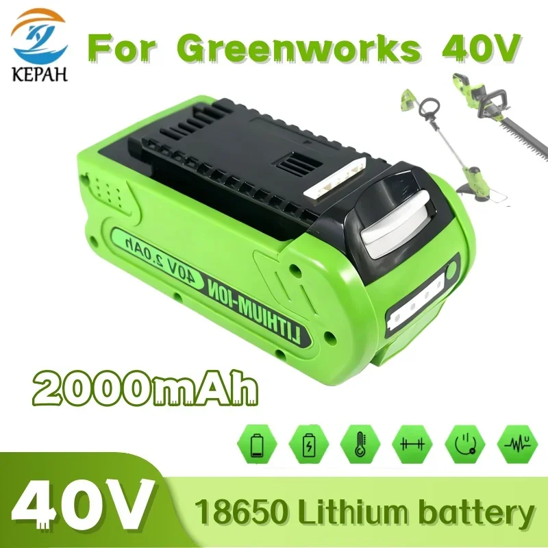 

For 40V GreenWorks Li-ion Rechargeable Battery 2000mAh for GreenWorks 29462 29472 29282 G-MAX GMAX Lawn Mower Power Tool Battery
