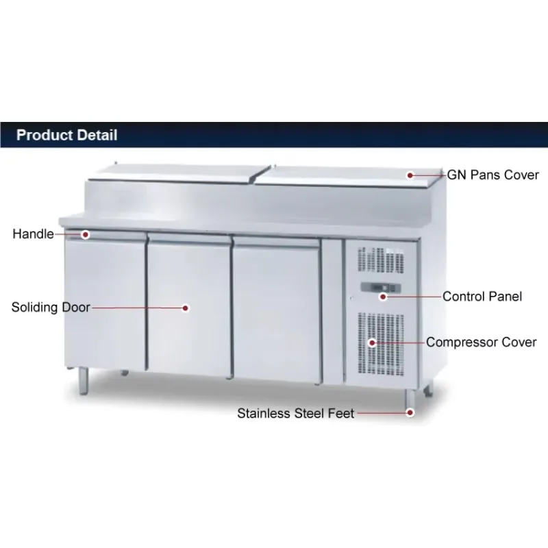 Commercial Stainless Steel Under Counter Refrigerator 400L Single-Temperature CHiller Work Bench Fan Cooling Supermarket Use