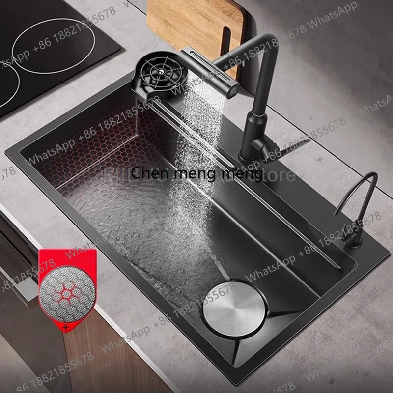 Multifunctional Kitchen Sink Large Single Bowl Stainless Steel Vegatable Basin Thickened Handmade 5MM With Multiple Accessories