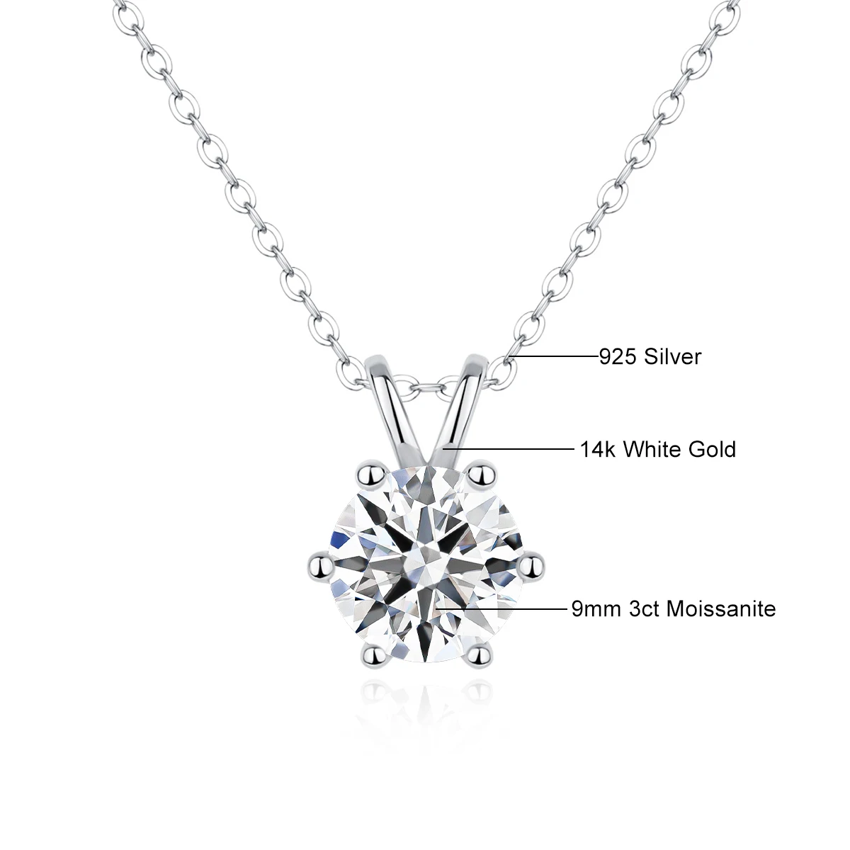Longue Vue Women's Necklace 14k Gold Moissanite 7