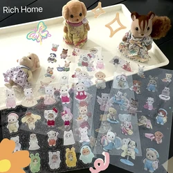 Sylvanian Mini dibujos animados impermeable kawaii pegatinas paquete accesorios de anime