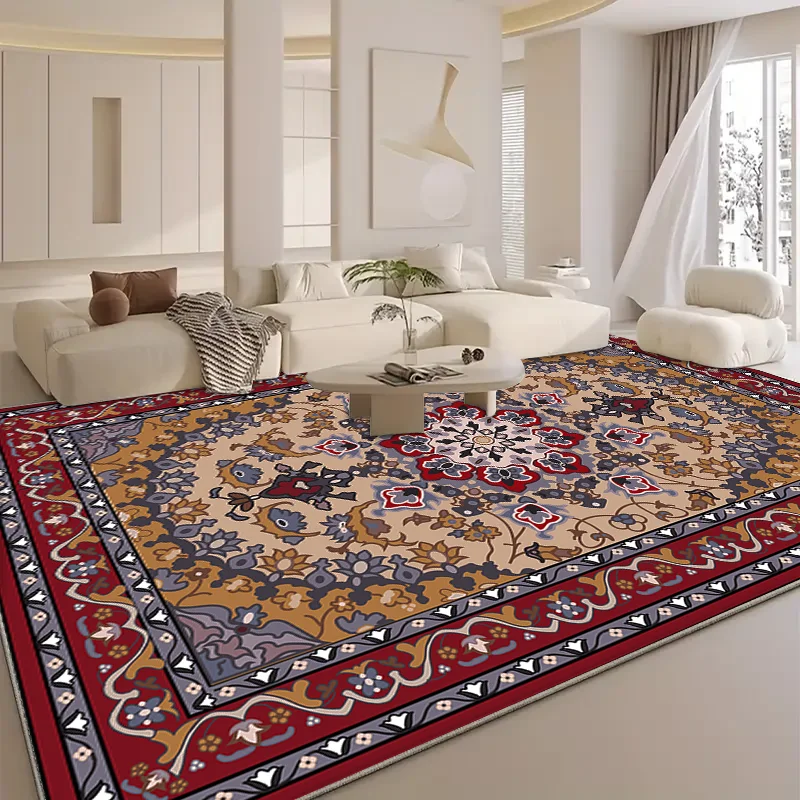 

RAKKS Роскошный богемный бархатный ковер с кристаллами, утолщенный противоскользящий ковер с цветочным принтом для гостиной, спальни, прихожей