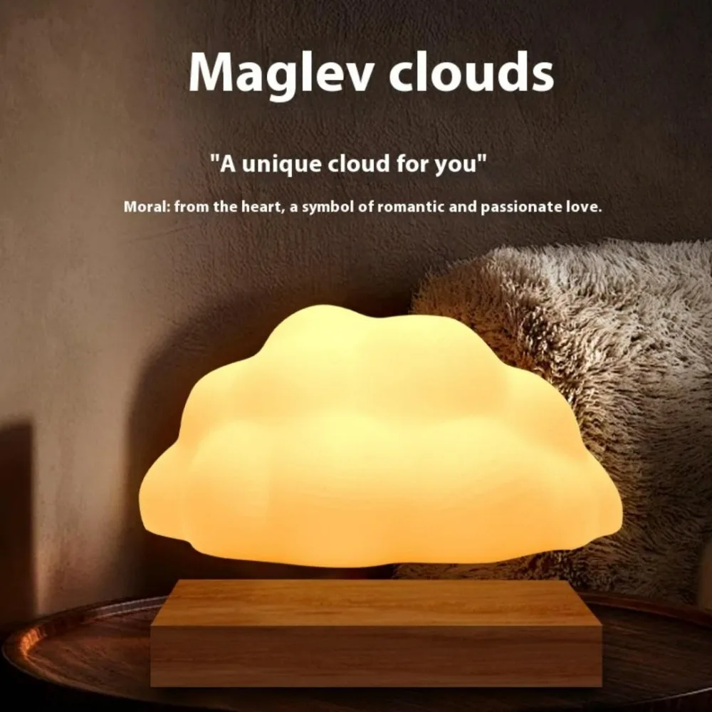 Magenetic Levitating Cloud Lamp, Wireless Floating Cloud Night Light, Auto Rotating LED Table Lamp with 3 Modes Lighting