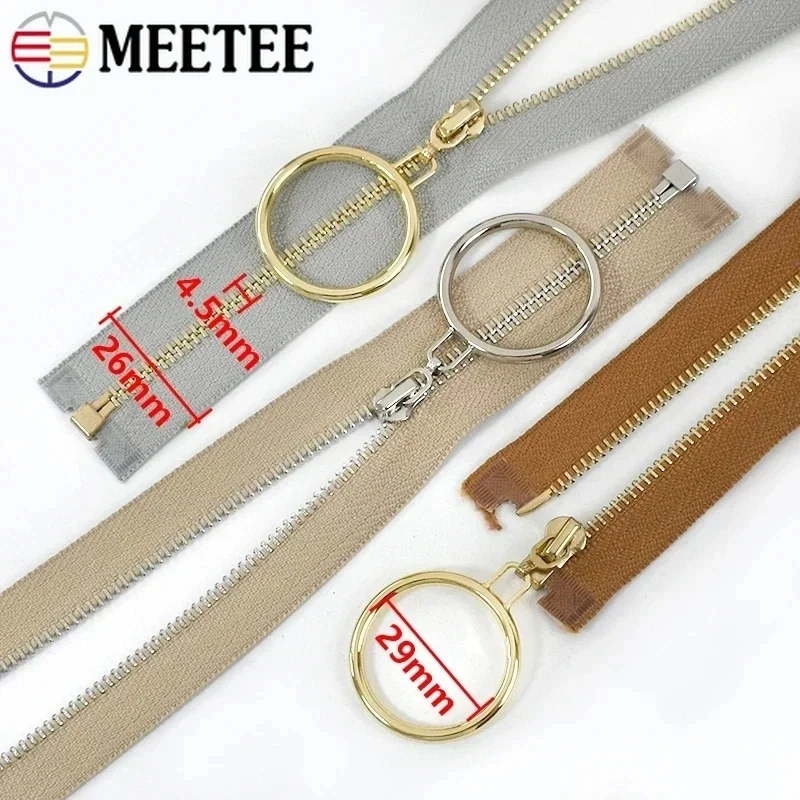 2 Stück Meetee 3 #   Metall-Reißverschlüsse, 40–70 cm, offener Reißverschluss, O-Ring, Schieber, Tasche, Nähen, Reißverschluss, Daunenjacke, Dekoration, Reißverschluss, Schloss-Zubehör