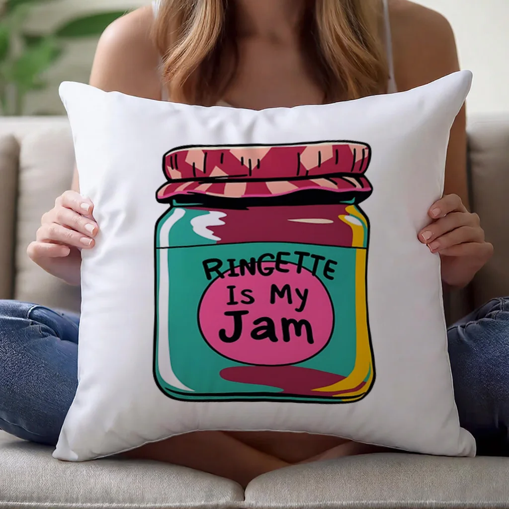 1pcs Short Plush Ringette Is My Jam Jar Pillow Cover 18x18 Inch Printed Decorative Cushion Case Sofa Bed Home Decor