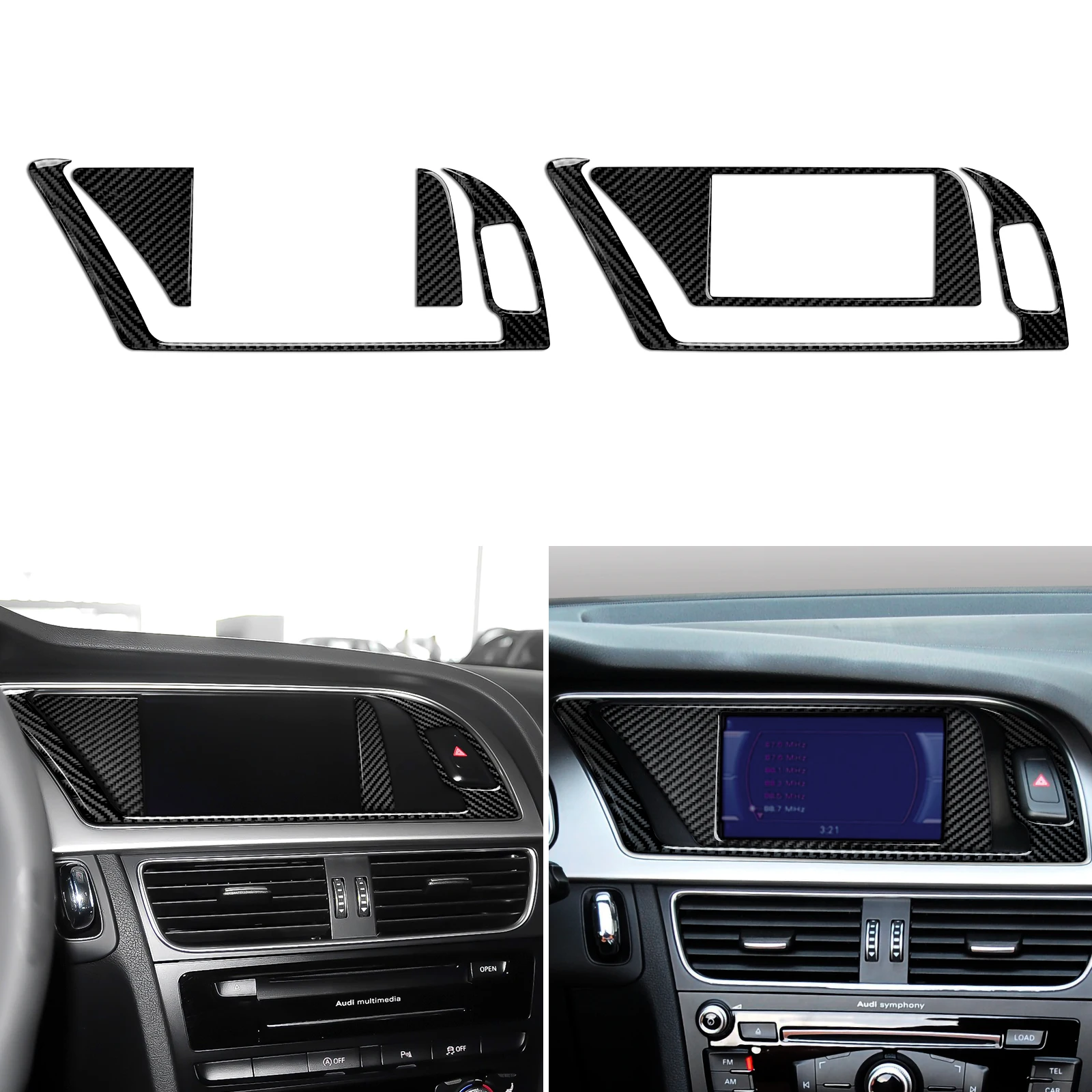 For Audi A4 S4 RS4 A5 S5 RS5 (2007-2016) Car Center Console Navigation Display Screen Panel, Carbon Fiber Interior Stickers