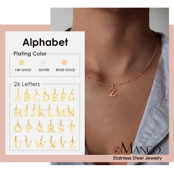 eManco Stainless Steel Initial Necklace Alphabet Beaded Chain Necklace Name Custom Jewelry