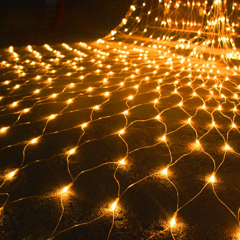 3x2M 1.5x1.5m Solar LED Christmas Garlands LED String Christmas Net Lights Fairy Xmas Party Garden Wedding Decor Kurtyna świetlna