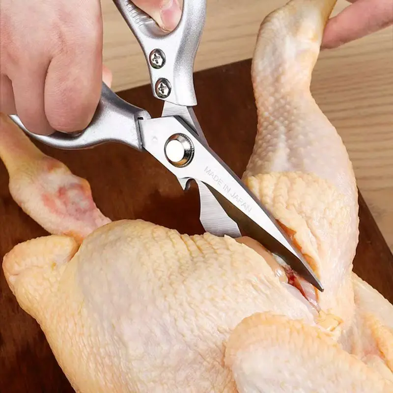 1pc Multi-Purpose Stainless Steel Kitchen Shears - Heavy-Duty Poultry Scissors with Comfortable Aluminum Alloy Grip for Food Pre