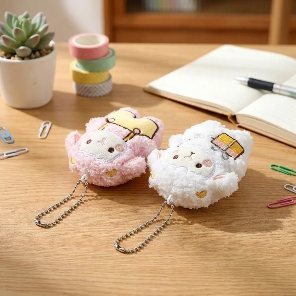Chinese Zodiac Sheep Plush Keychain Soft Cartoon Fluffy Curly Sheep Keychain Multi Colors Sheep Key Ring Chinese New Year Gift