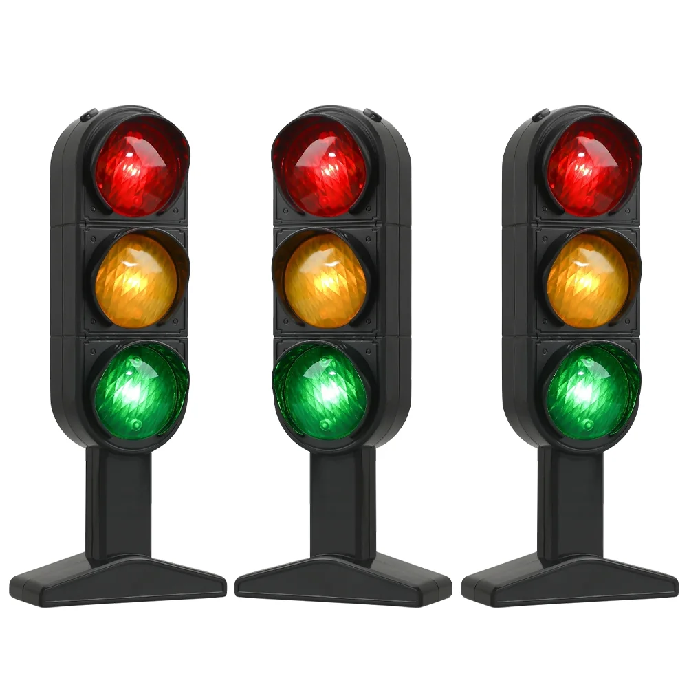 3 Pcs Traffic Light Crosswalk Signal Models Educational Signs Toy Plastic Lights Toys for Kids Toddler