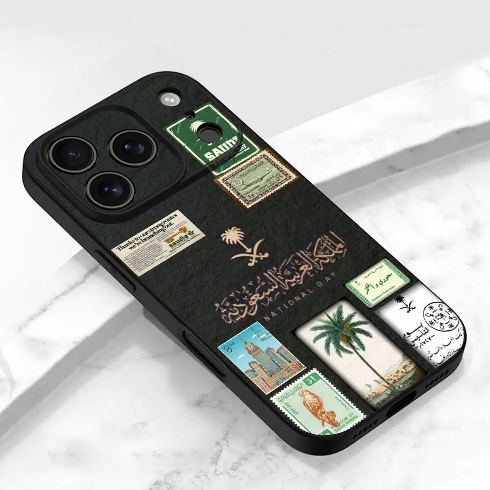 المملكة العربية السعودية سلمان جواز السفر العلم جراب هاتف آيفون 15,16,12,14,13,11,17,Pro,Max,Plus,E,Air,غطاء أسود صغير #5