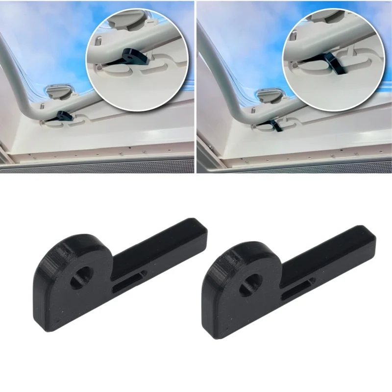 2pcs For RV Dometic Roof Windows Locks 3D Printed Balck RV Roof Hatch Safety Devices Travel Trailers Van Window Accessories
