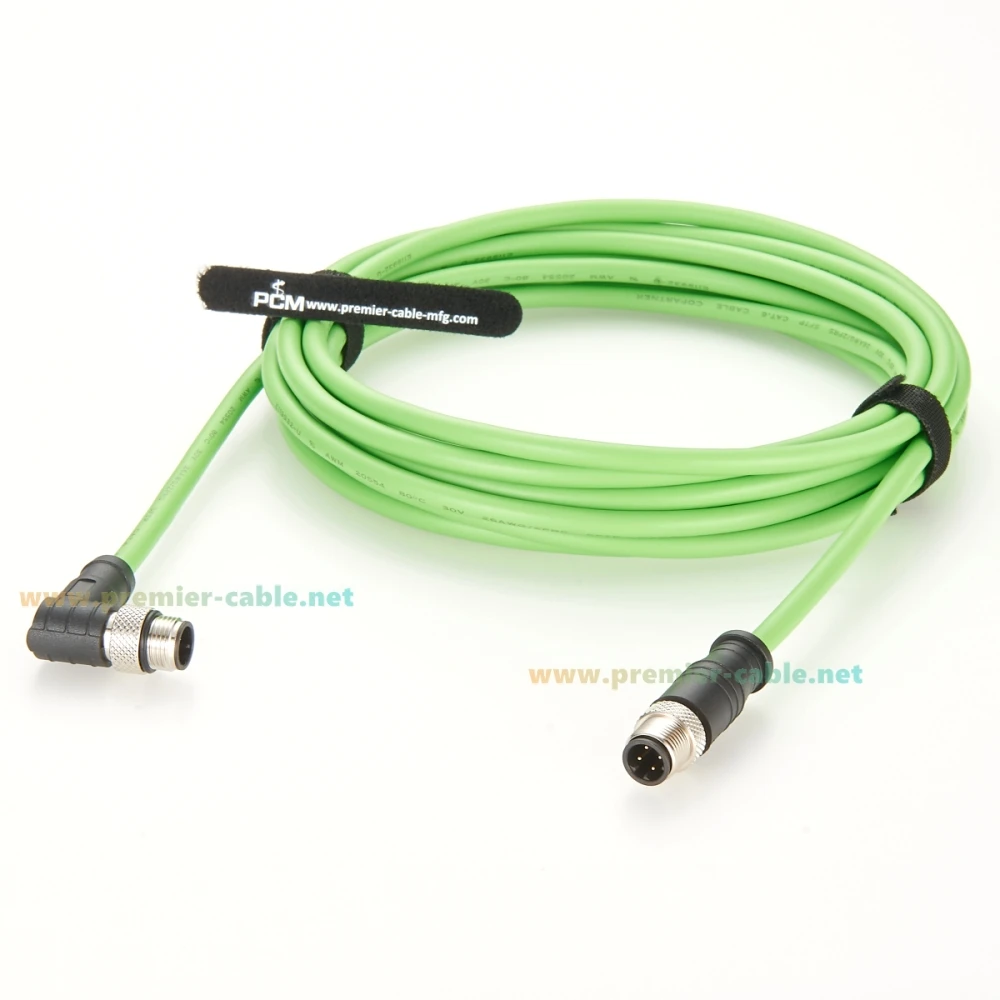 الزاوية اليمنى Profinet M12 4 دبوس D رمز Cat5 كابل إيثرنت ذكر إلى ذكر محمية عالية فليكس كابل الكاميرا الصناعية للتشفير #5