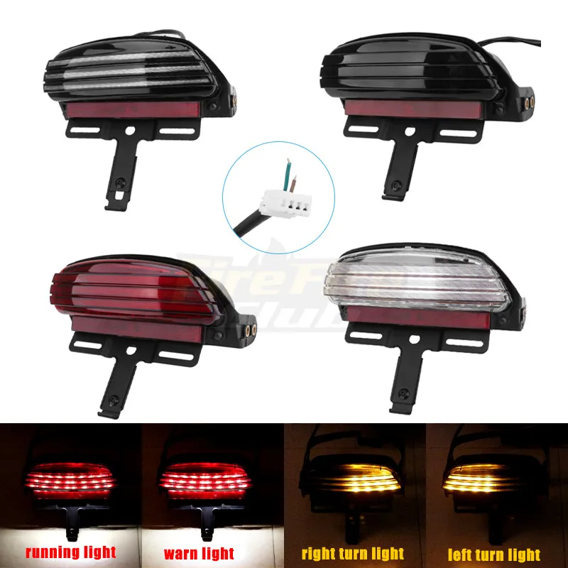 

Motorcycle Rear Tri-Bar Fender LED Brake Tail Light Turn Signal Driving Light Fits For Harley Dyna Fat Bob Softail 2006-2015