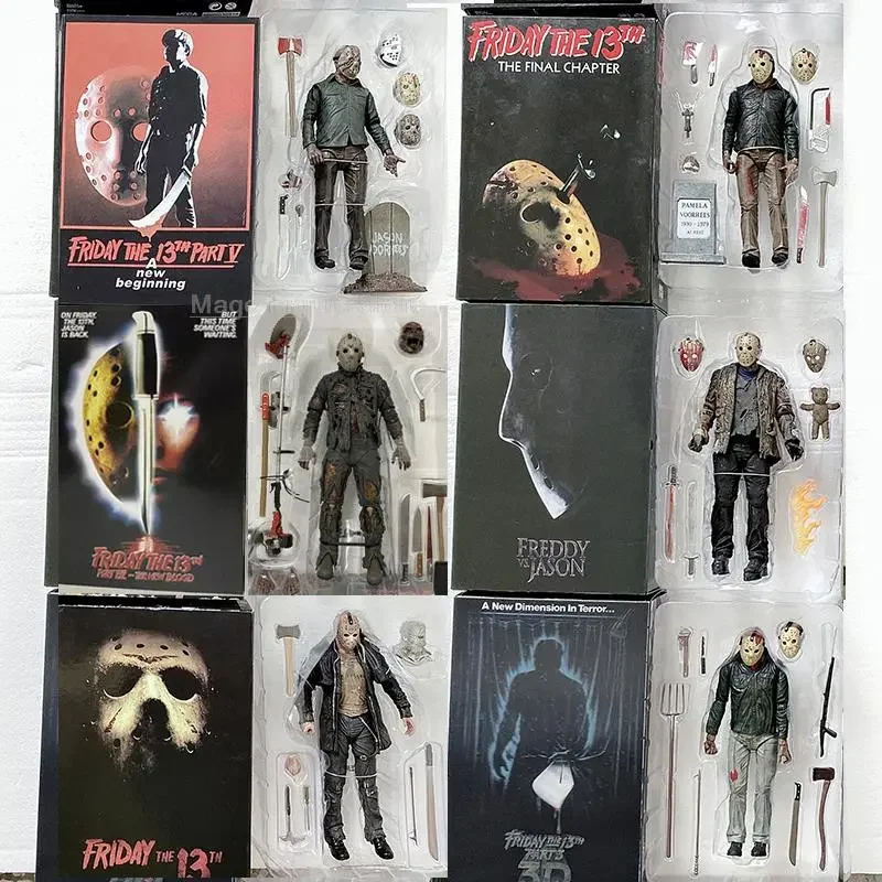 Neca Friday The 13th Figure Toys Freddy Jason Voorhees Blood Ultimate Action Figure Jason Collectible Model Kids Christmas Gift