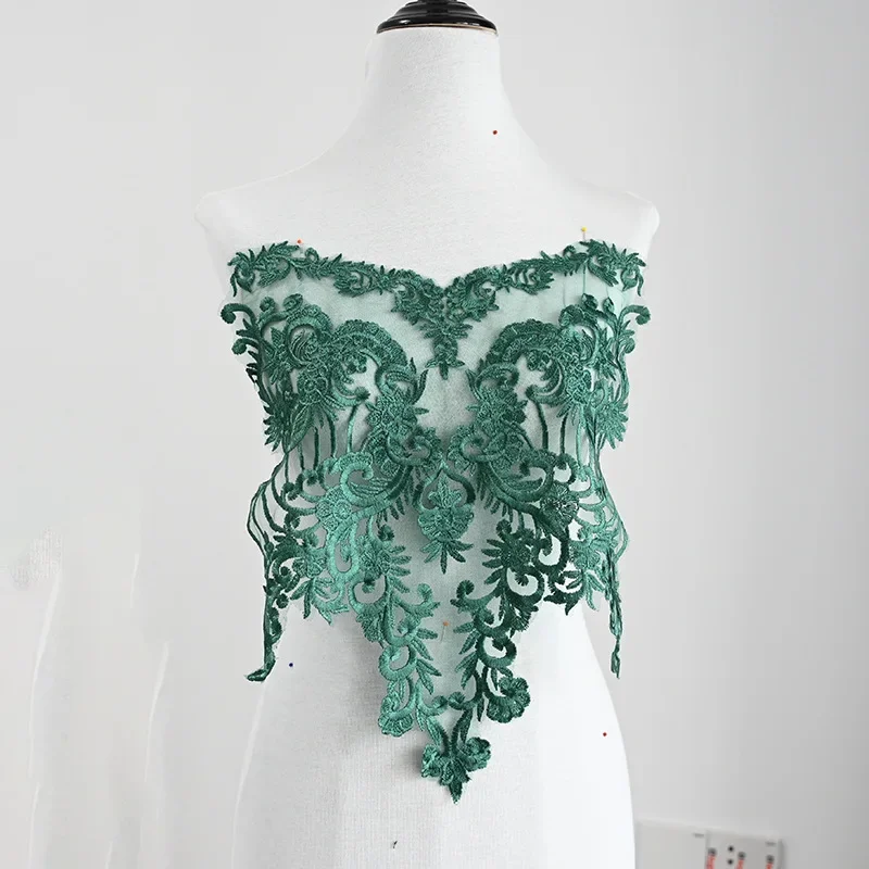 

Multi-color Embroidered Clothing Decorative Flower Red Yellow Blue Green and White Lace Applique