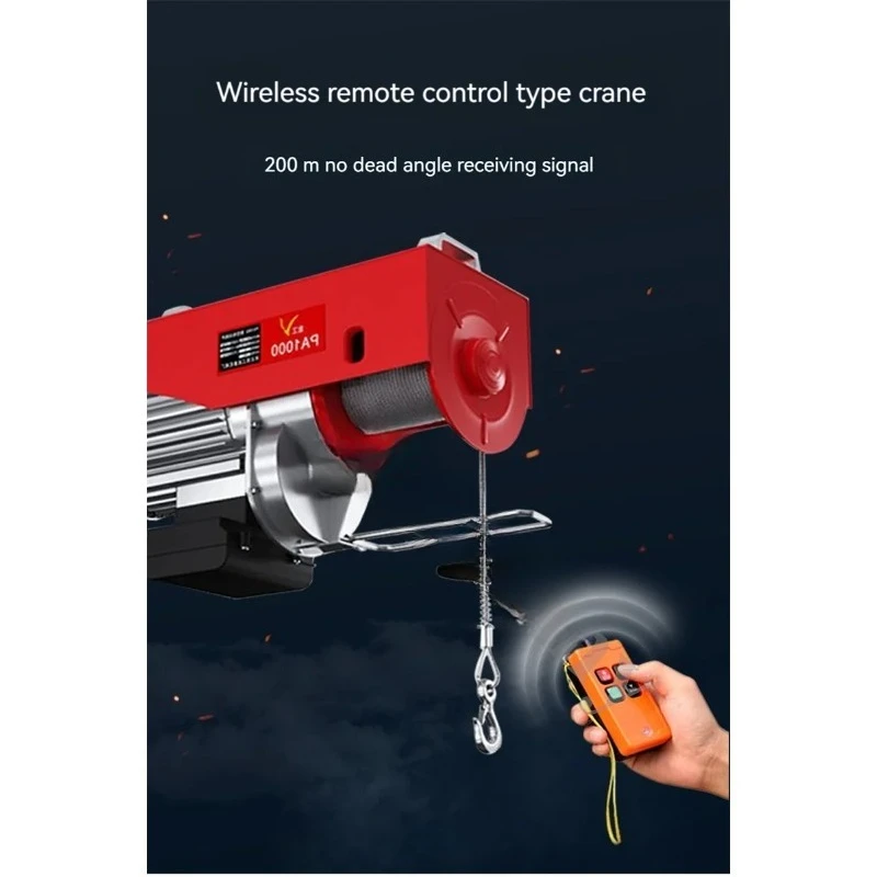 600kg Electric Hoist Portable Lifter Electric Steel Wire Winch W/Wireless Remote Control for Boat Car Garage