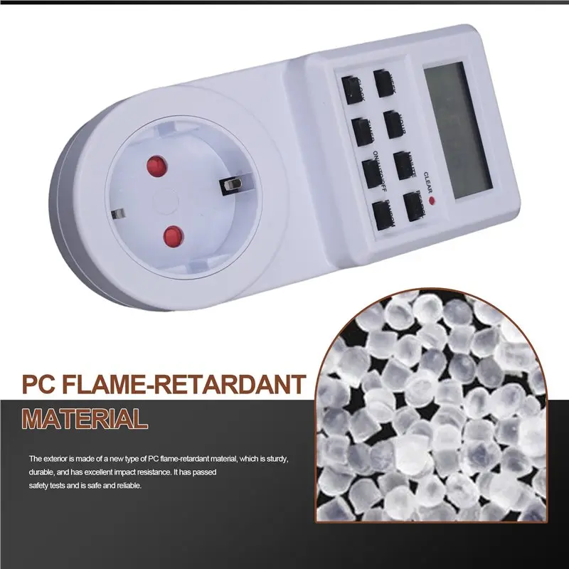 B17B Digital Timer Socket Electronic Timing Switch 24H Kitchen Timer Outlet Programmable Socket EU Plug