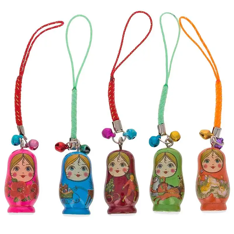 2/12pcs Fashion Jewelry Drip Charm Key Chains Wood Matryoshka Russian Dolls Key Rings Keychains Decorative Gifts In Stock