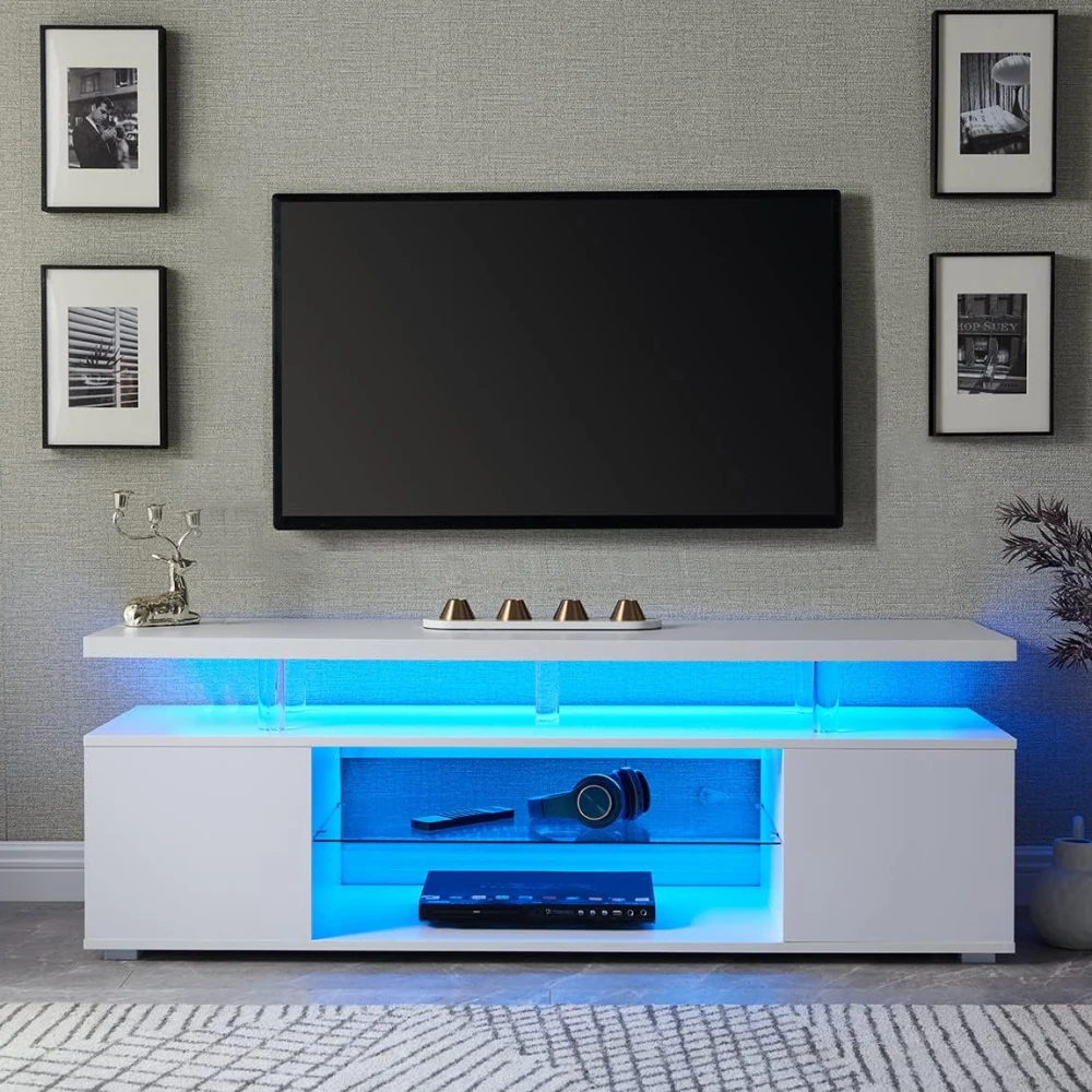 TV Stand for 70 Inch TV LED Gaming Entertainment Center Media Storage Console Table with Large Side Cabinet for Living Room