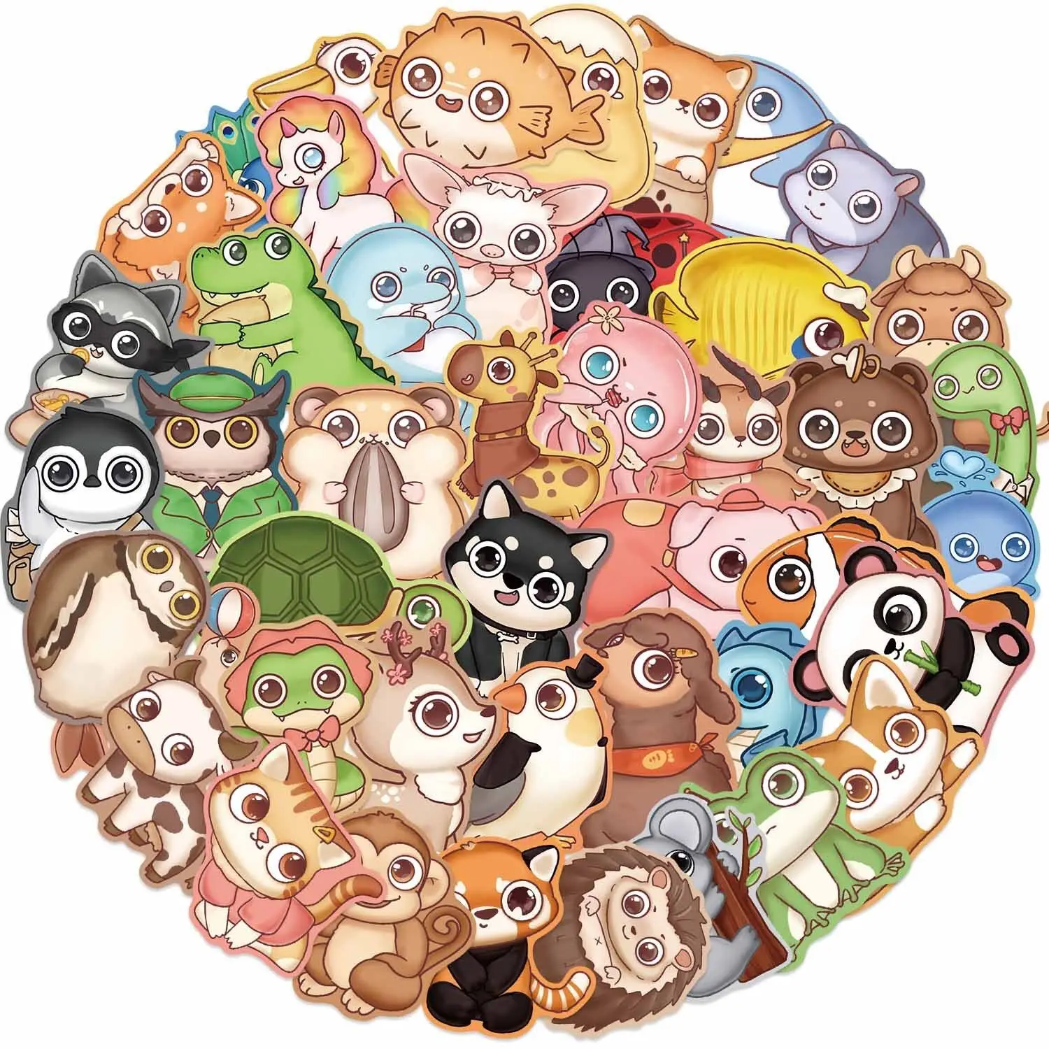 10/50pcs Cute Funny Big Eyes Animals Sticker Vintage Kawaii Decals Toy Gift For Laptop Notebook Guitar Phone Suitcase Sticker