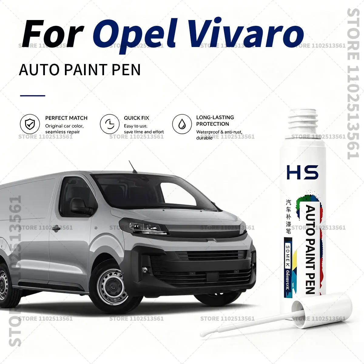 

Car Paint Repair Pen Restores Original Factory Paint Finish For Opel Vivaro Marine Blue Moonstone Grey White Black Ink Blue