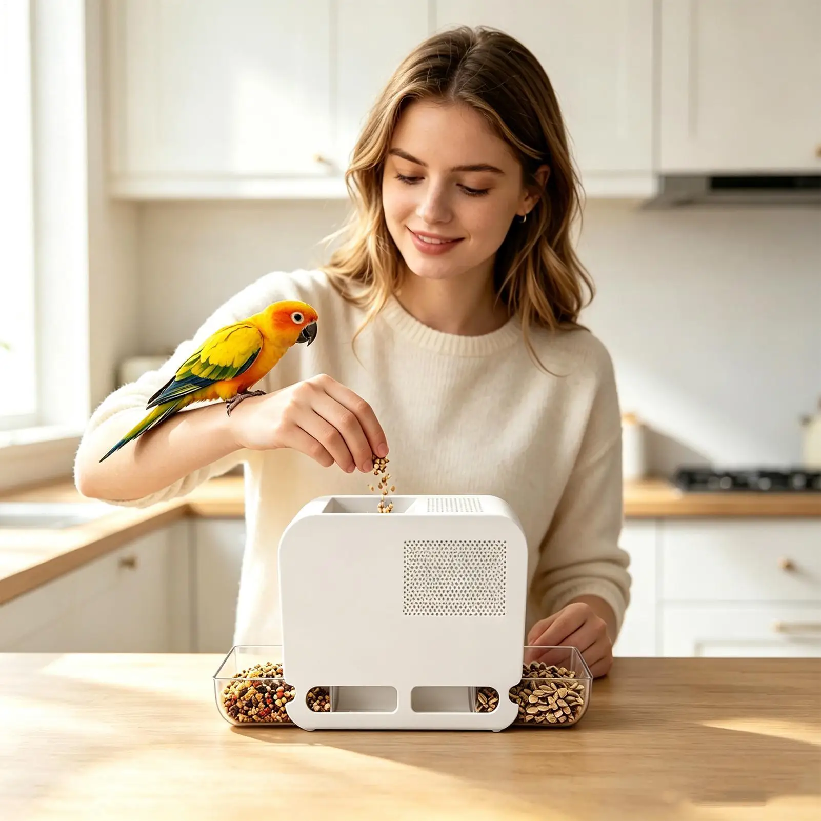 Electric Parrot Grain Separator USB Plug-in Automatic Feed Shell Splitter for Grain Screening Quick Shelling Pet Safe Eating