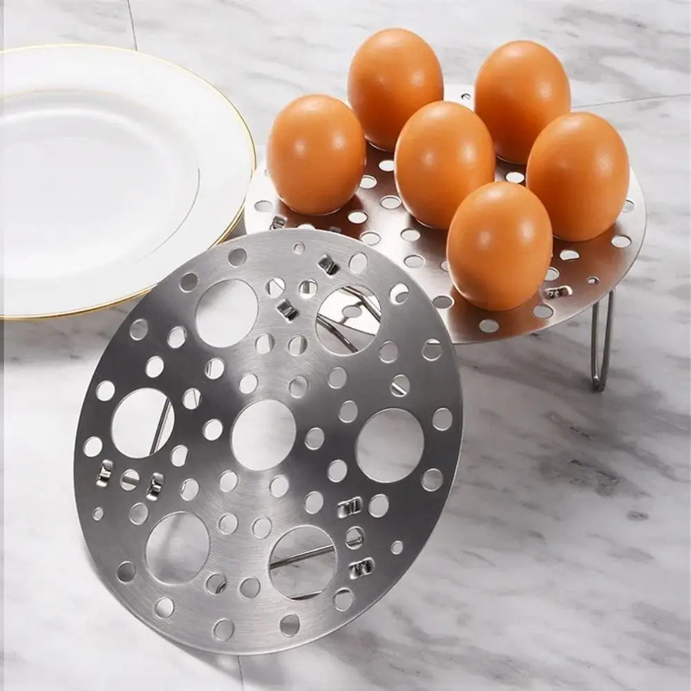 Stainless Steel Steamed Egg Rack Folding High Foot Egg Steamer Multifunctional Durable Steamer Basket Steamed Bun