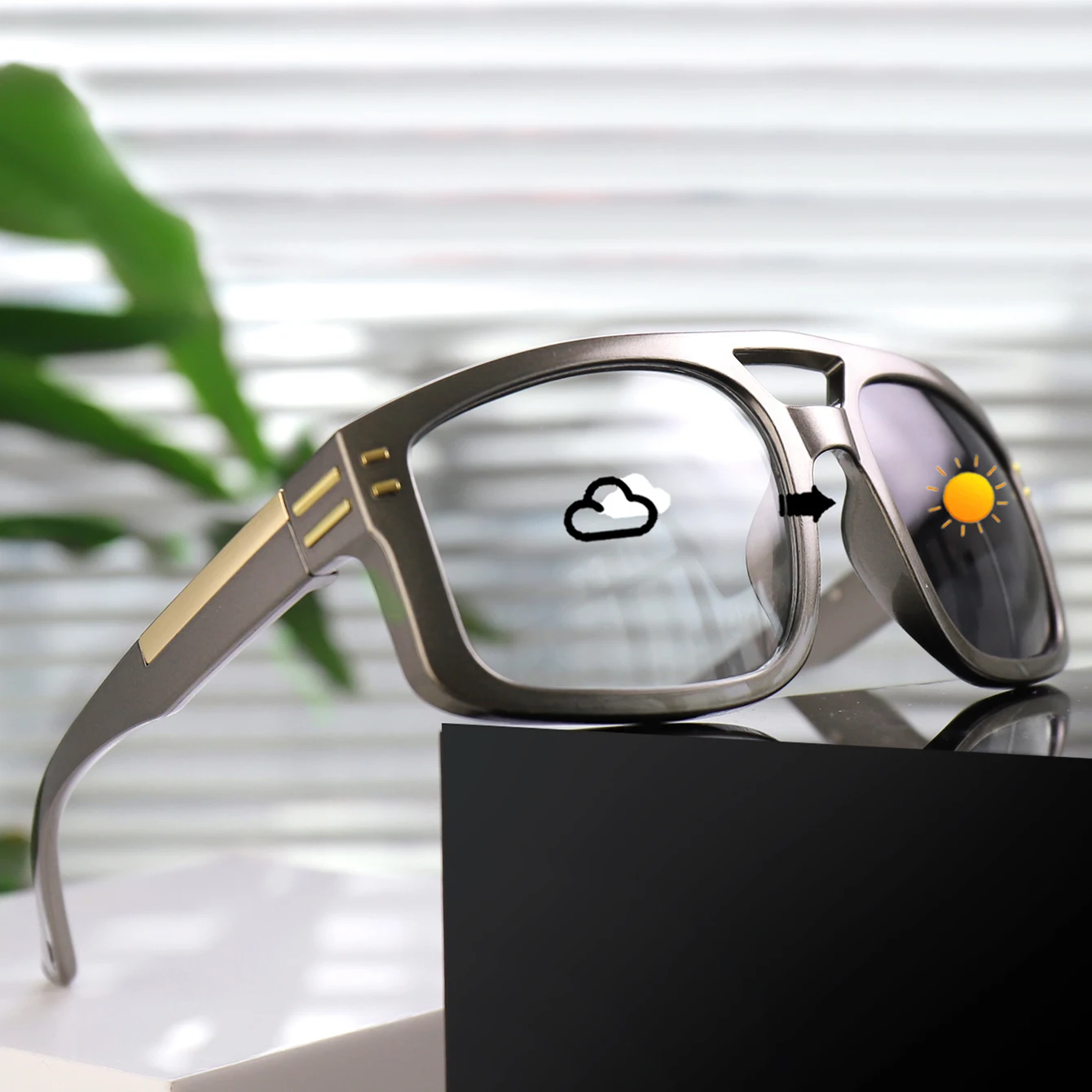 Gafas de sol fotocromáticas informales, gafas cuadradas a prueba de viento para deportes al aire libre, ciclismo, correr, senderismo para hombres y mujeres