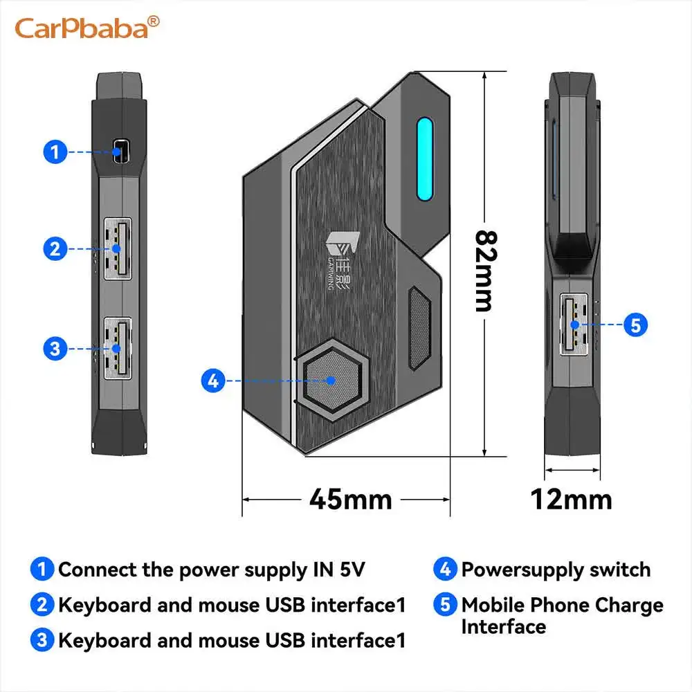 Gaming Mobile Game Combo Pack Bluetooth Connection Single Hand Keyboard Mouse Combo Responsive with Adjustable Phone Holder