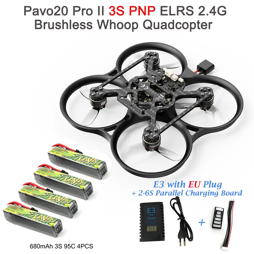 Nieuwe BETAFPV Pavo20 Pro II 3-4S O4 Pro ELRS 2.4G/PNP Borstelloze Whoop Quadcopter Drone voor LAVA Serie 3S/4S 680mAh 95C Batterij