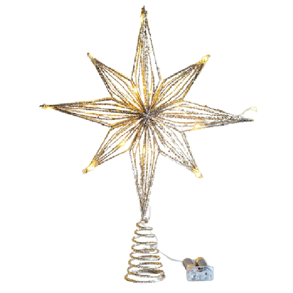 

Christmas Tree Toppers Star LED Lamp Home Christmas Decorations for Tree Ornaments Eight-Pointed Star Tree Light,Champagne Gold