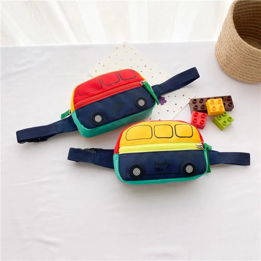 

Cute Adjustable Belt Crossbody Bag for Kids Soft Smooth Zipper Car Shape Waistbag Portable Lightweight Mini Pack Purse Beach