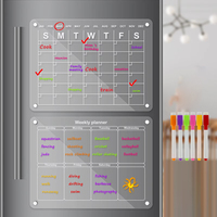 Acrylic Magnetic Calendar Reusable Magnetic Dry Erase Board Clear Acrylic Fridge Board Calendar Note Message Writing Tablet
