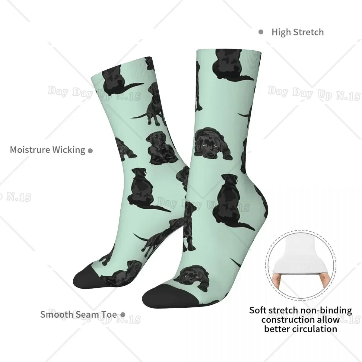 Black Labrador Retriever Dog Socks Harajuku High Quality Stockings All Season Long Socks Accessories for Man's Woman's