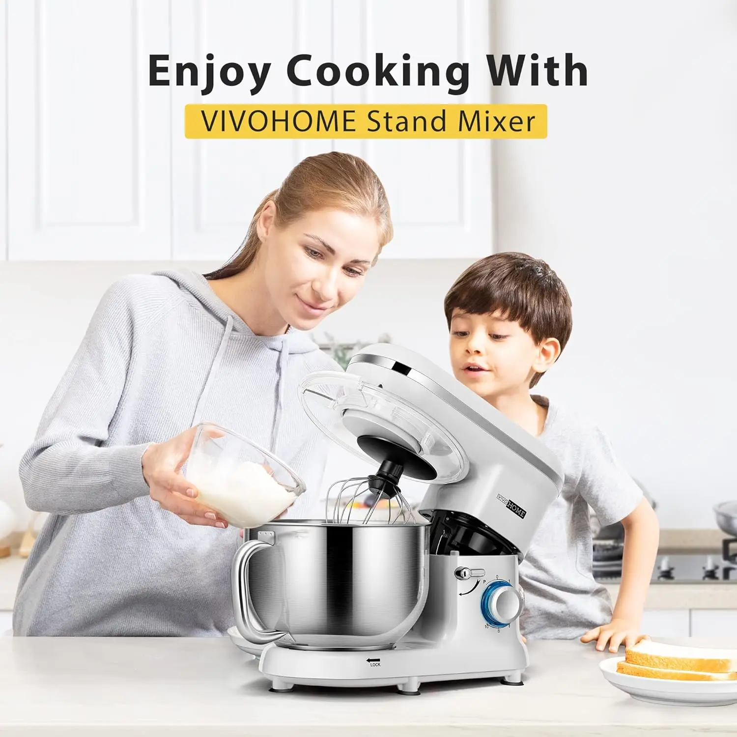 660W 10 Speed 6 Quart Tilt-Head Kitchen Electric Food Mixer W/ Beater, Dough Hook, Wire Whip & Egg Separator, Silver 2025 NEW