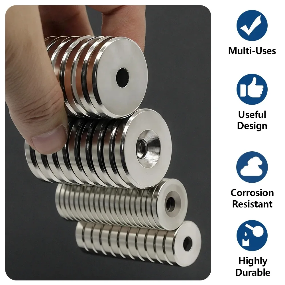 20x3-5 25x3-5 Round Permanent Magnetic Discs With Sink Holes Imanes Practical Household Refrigerator Organizer Magnetic Parts