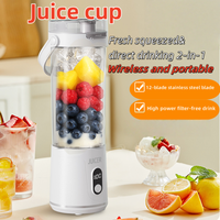Portable Mixer 600ml 12 Blades Household Fruit Cup Smoothie Mixer USB Rechargeable Smoothie Mixer Personal Juicer kitchen Tools