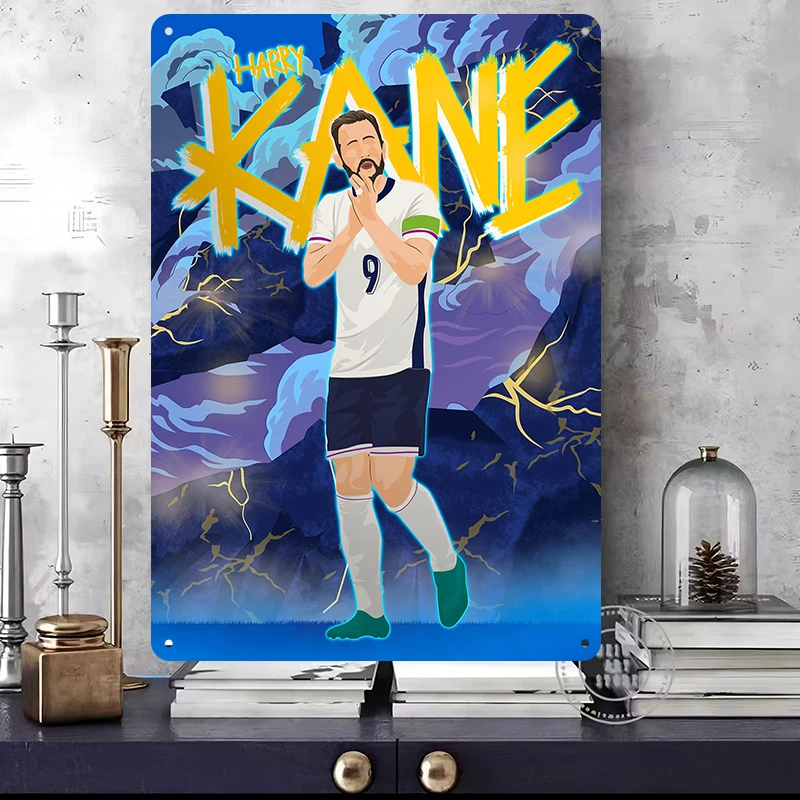 Harry Kane Football Wall Art Metal Posters Customizable Vintage Metal Signs for Man Cave Room Garage Decoration Gaming Wand Deko