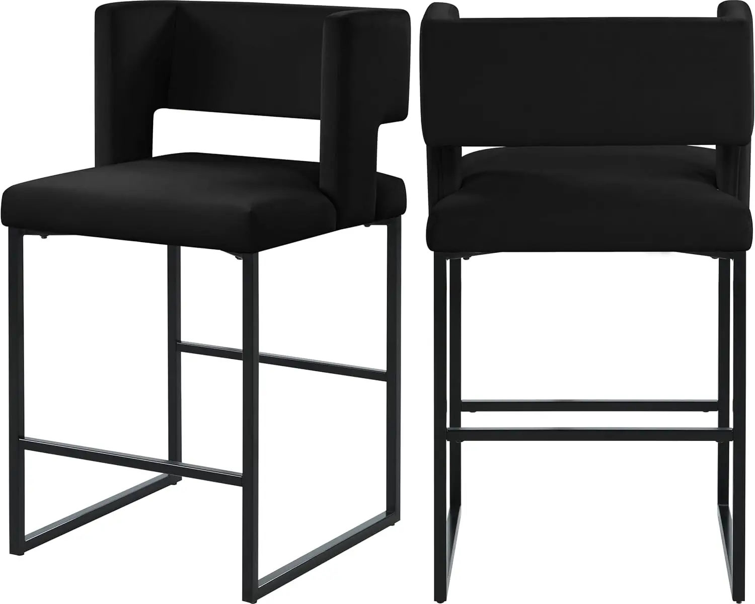 Meridian Furniture Caleb Collection Modern | Contemporary Counter Height Stool With Unique Square Back And Sturdy Iron Legs,