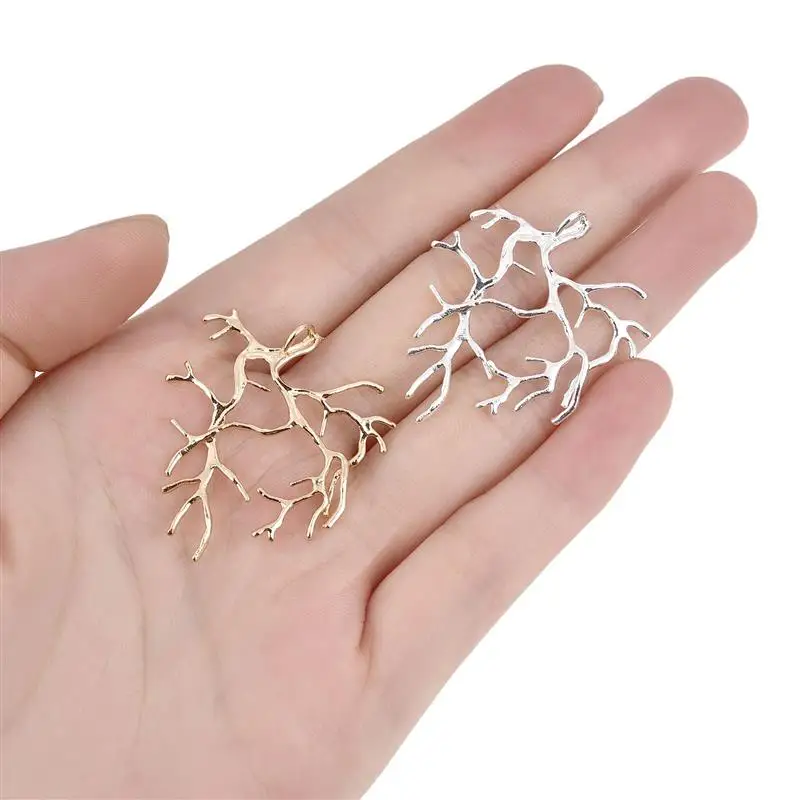 5Pcs Copper 27x31mm Tree Branch Blank Base Necklace Pendants Findings For Cabochon Cameo DIY Earrings Jewelry Making Accessories