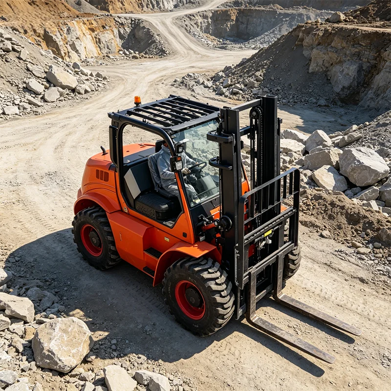 Rugged Tire Off-road forklift 7Ton Diesel 4X4 Rough Terrain Mountain Mud Road Heavy Forklift For Global Sale