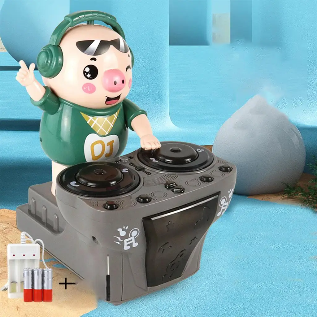 Baby Musical Dance Toys Electric Light Up DJ Piggy Moves Forward Back with Cheerful Songs Educational Crawl Toy for Toddlers